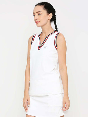 Women's White Tennis Vest - 3