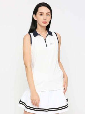 Women's White Tennis Vest - 1