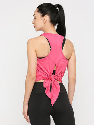 Women's Neon Pink Flared Sports Vest - 3