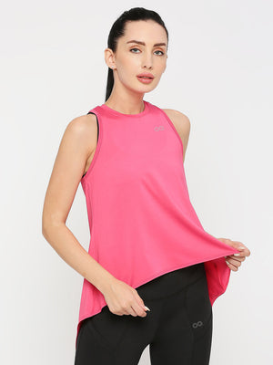 Women's Neon Pink Flared Sports Vest - 1