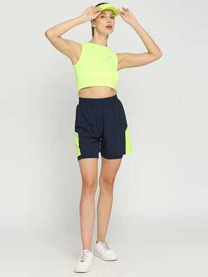 Women's Neon Green Cropped Sports Vest - 5