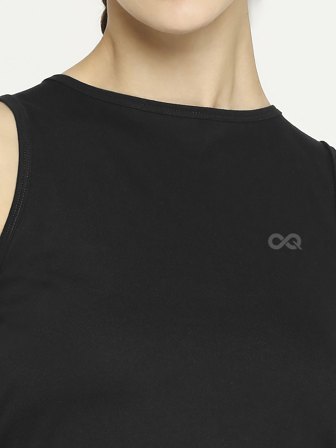 Women's Black Cropped Sports Vest - 6