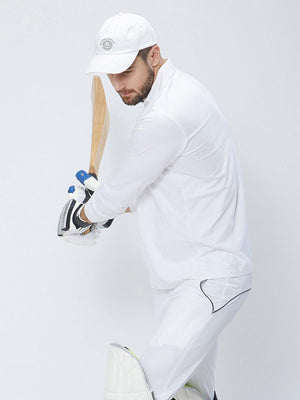 Men Cricket Whites 2-Way Stretch Full Sleeves Solid Polo Jersey CW01 :19 - Sportsqvest