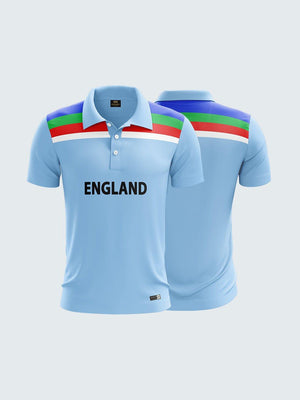 1992 Retro England Cricket Jersey Printed Polo T-Shirt-1816 - Sportsqvest