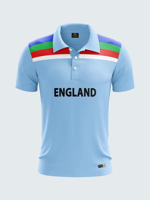 1992 Retro England Cricket Jersey Printed Polo T-Shirt-1816 - Sportsqvest
