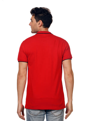Men Red Tipping Polo Neck T-shirt - A10104RD