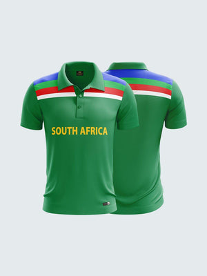 1992 Retro South Africa Cricket Jersey Printed Polo T-Shirt-1820 - Sportsqvest