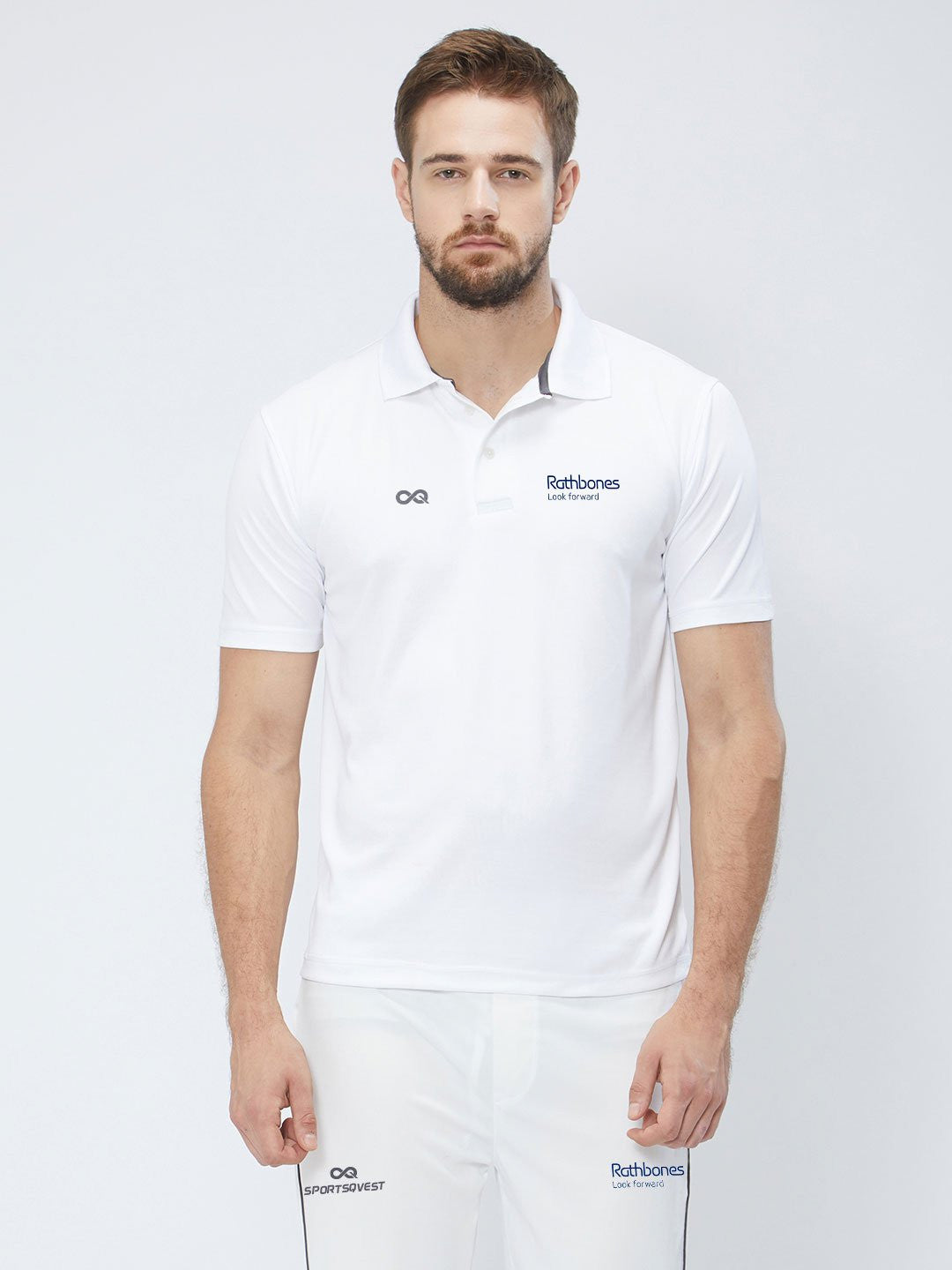 Men Cricket Whites 2-Way Stretch Solid Ribbed Collar Polo Jersey-A1008WH