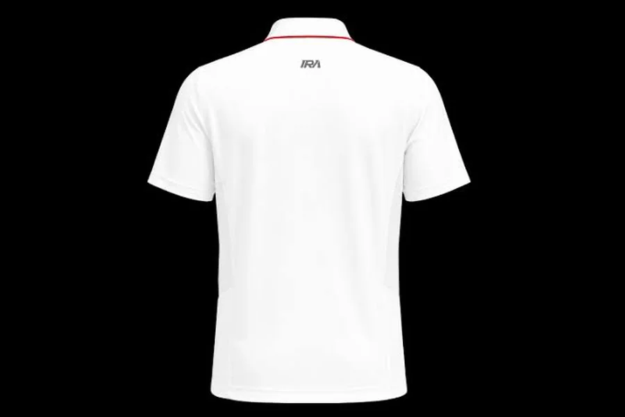 Men Cricket Whites 2 Way Stretch Black Piping Solid Polo Jersey A1007WH