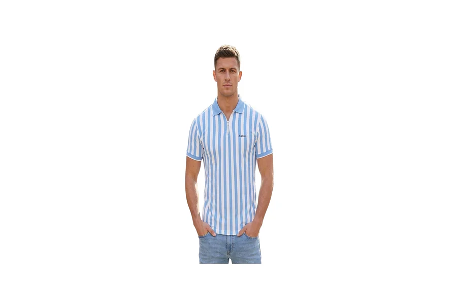 mens white blue self stripe active polo t shirt 1889wh